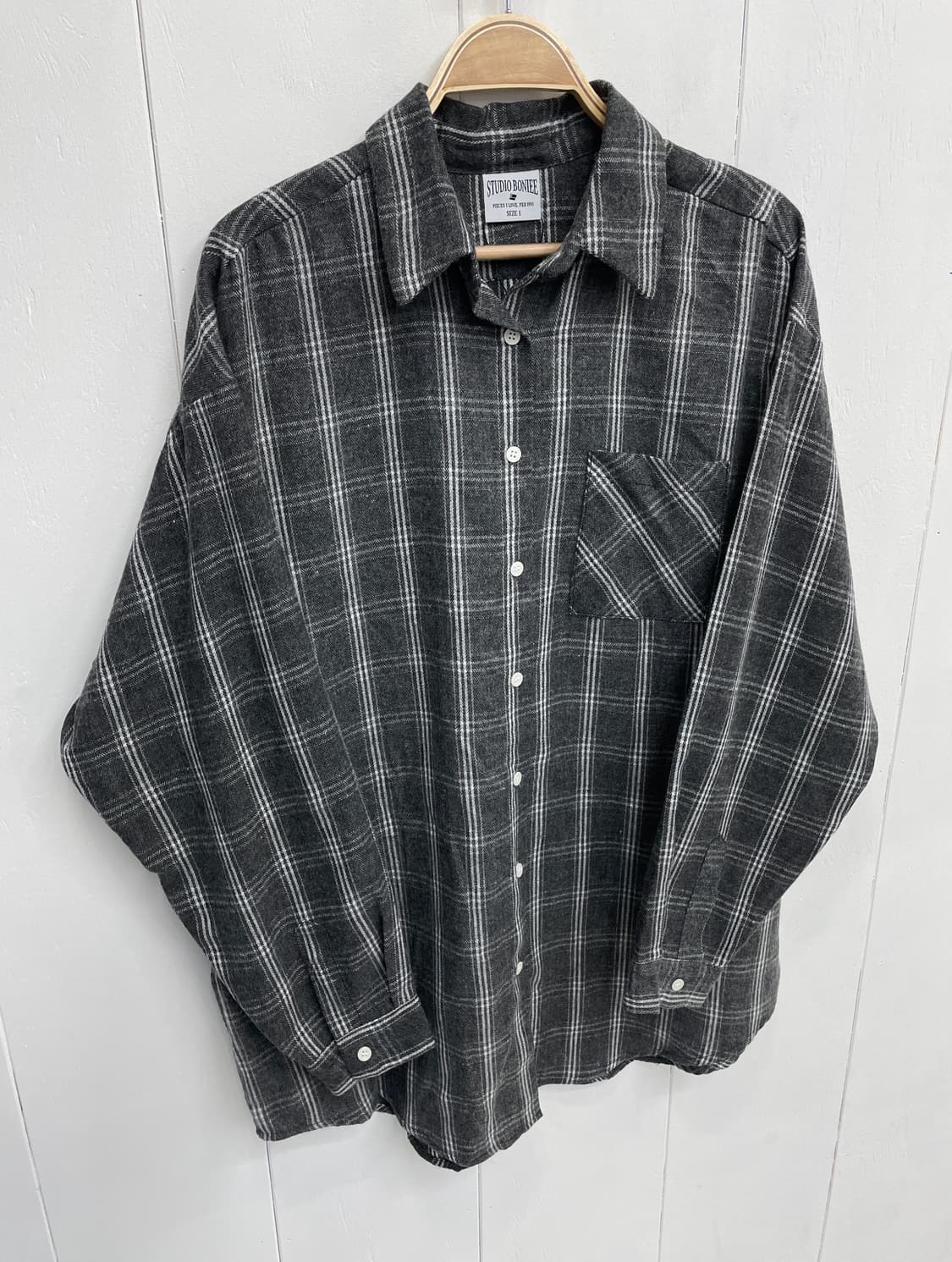 스튜디오 보니 헤링본 체크 셔츠 상품이미지4