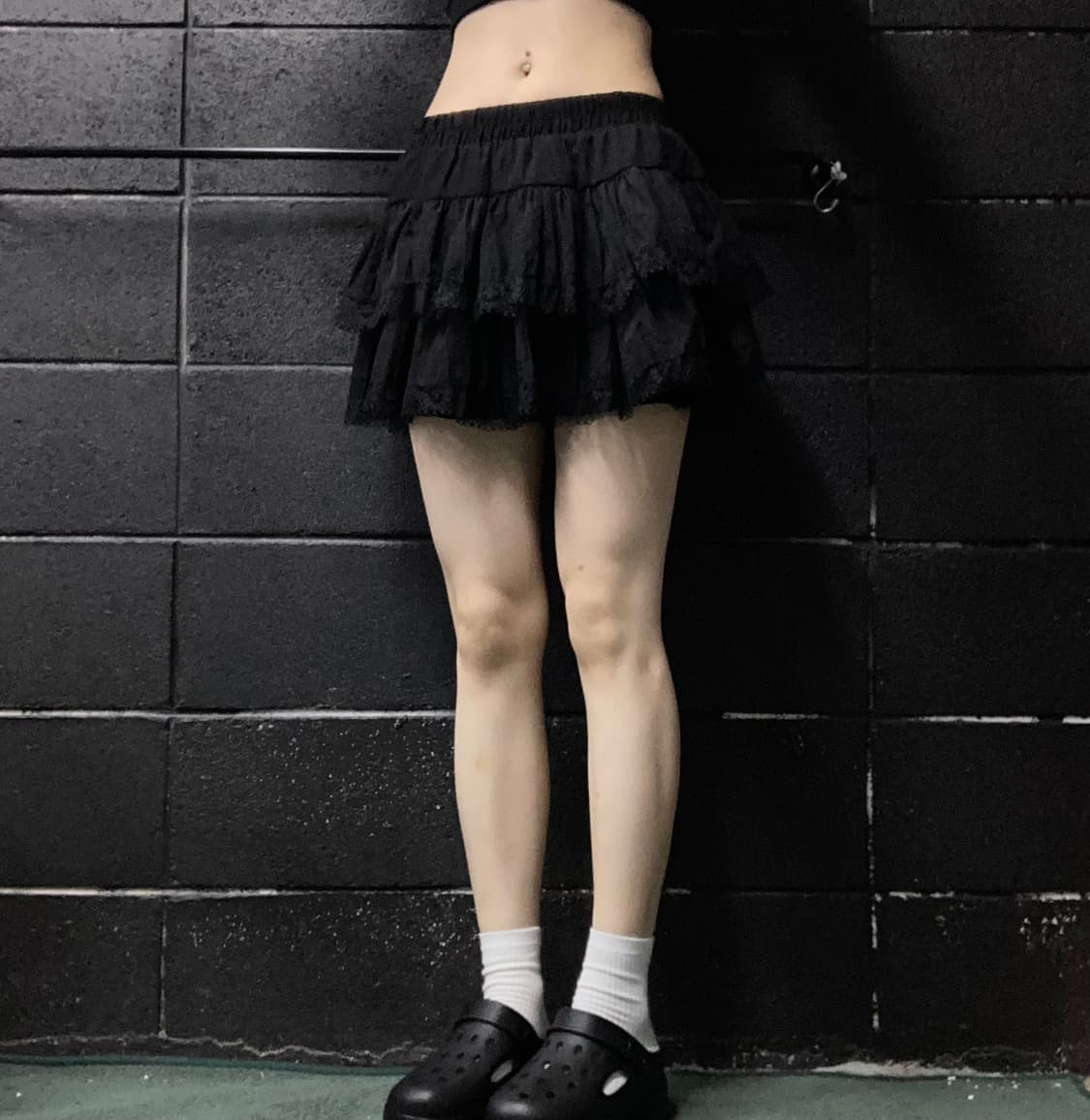 빈티지 블랙 레이스 미니 스커트 상품이미지1