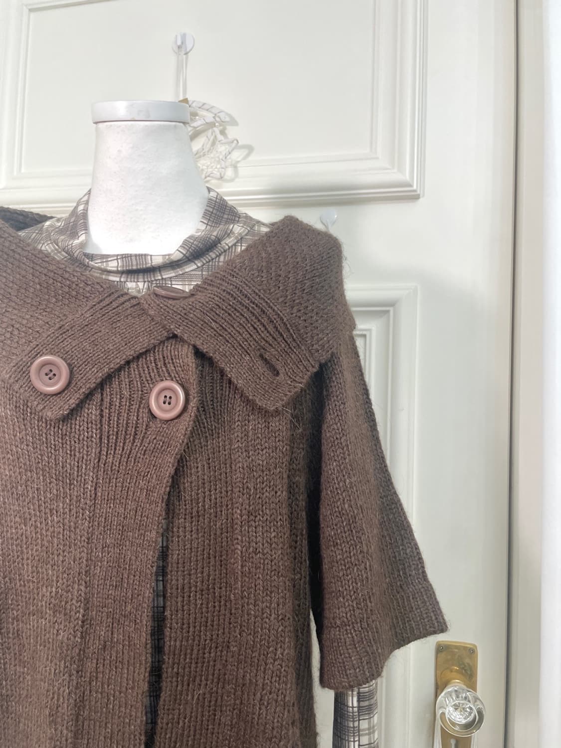 choco brown button point big collar card 상품이미지8