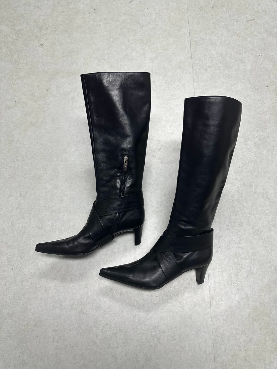 세르지오 로시 스트랩 레더 롱부츠 상품이미지1