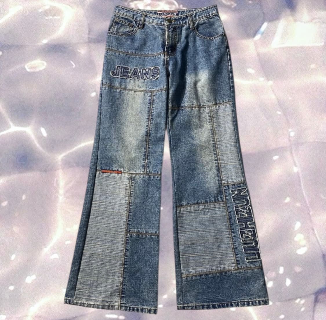 90s y2k 리우지준 빈티지 자수 부츠컷 와이드 데님 팬츠 28   상품이미지4