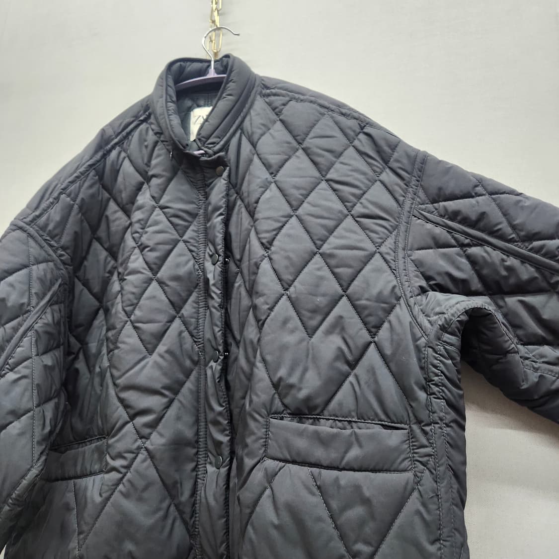 자라 다이아몬드 퀄팅 경량 스트링 자켓 L(XL) 상품이미지3