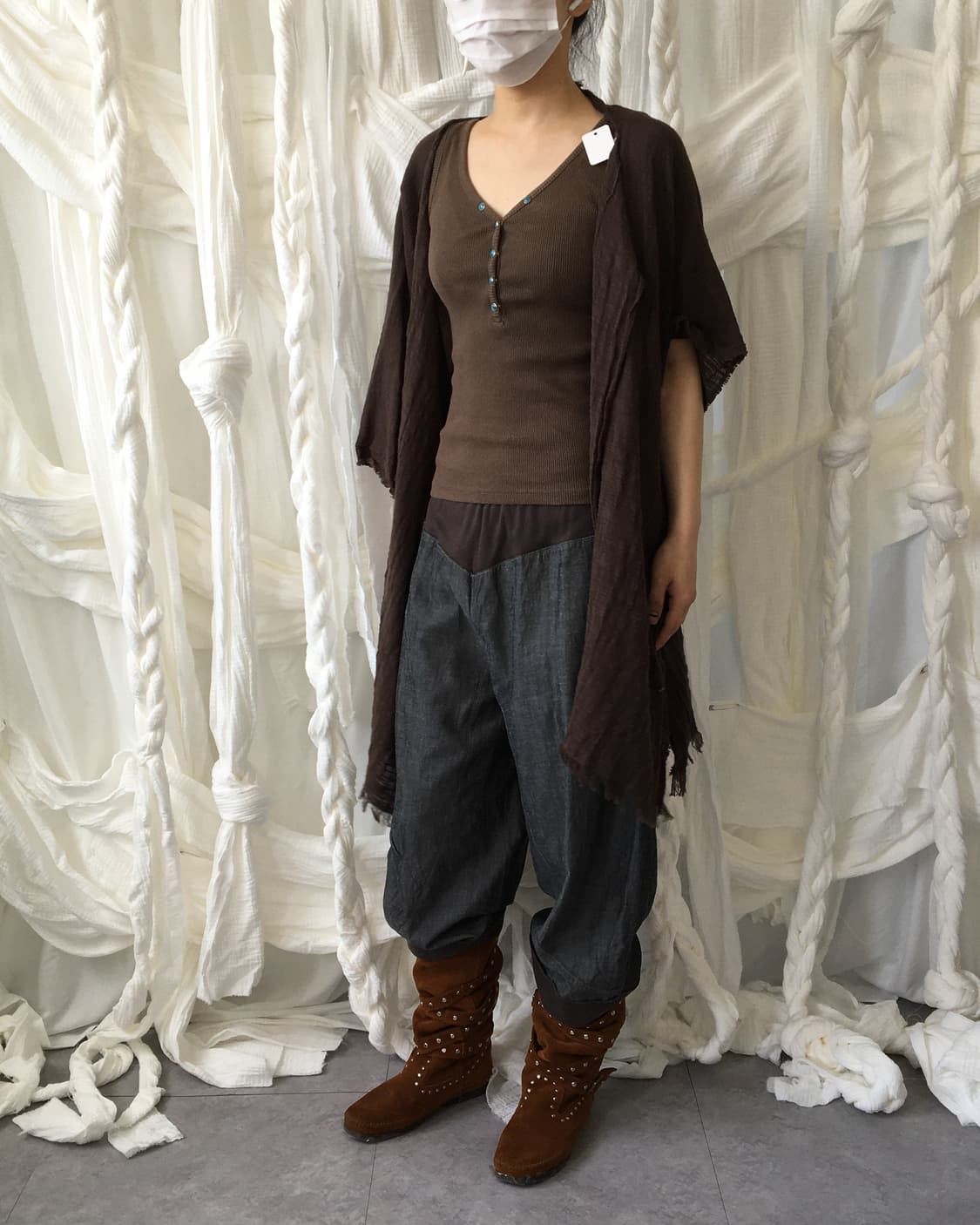Grunge mood open cardigan 상품이미지5