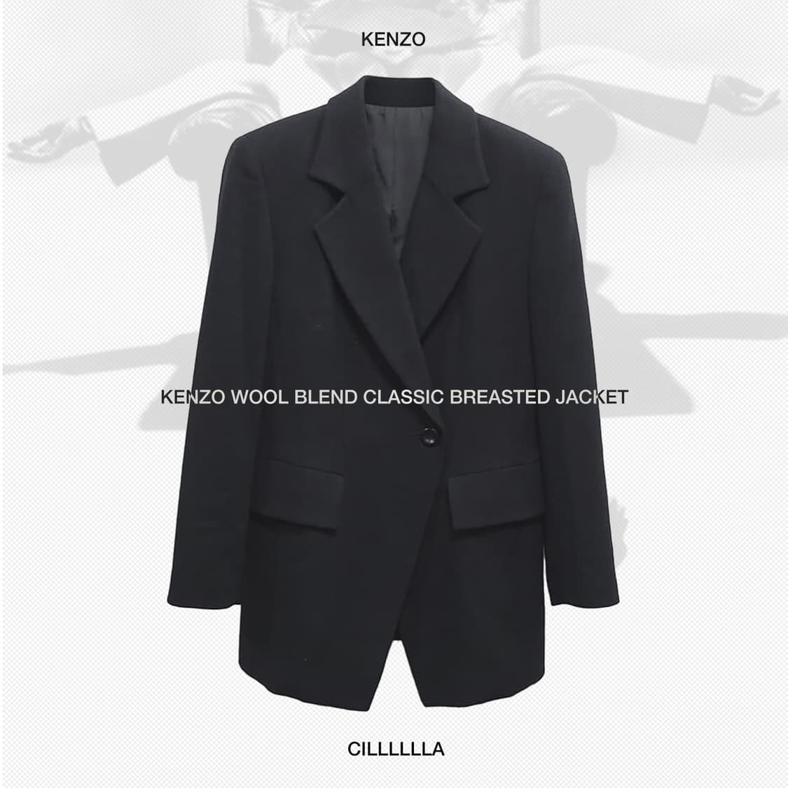 [2,66~77] KENZO 겐조 울혼방 클래식 브레스티드 자켓 상품이미지1