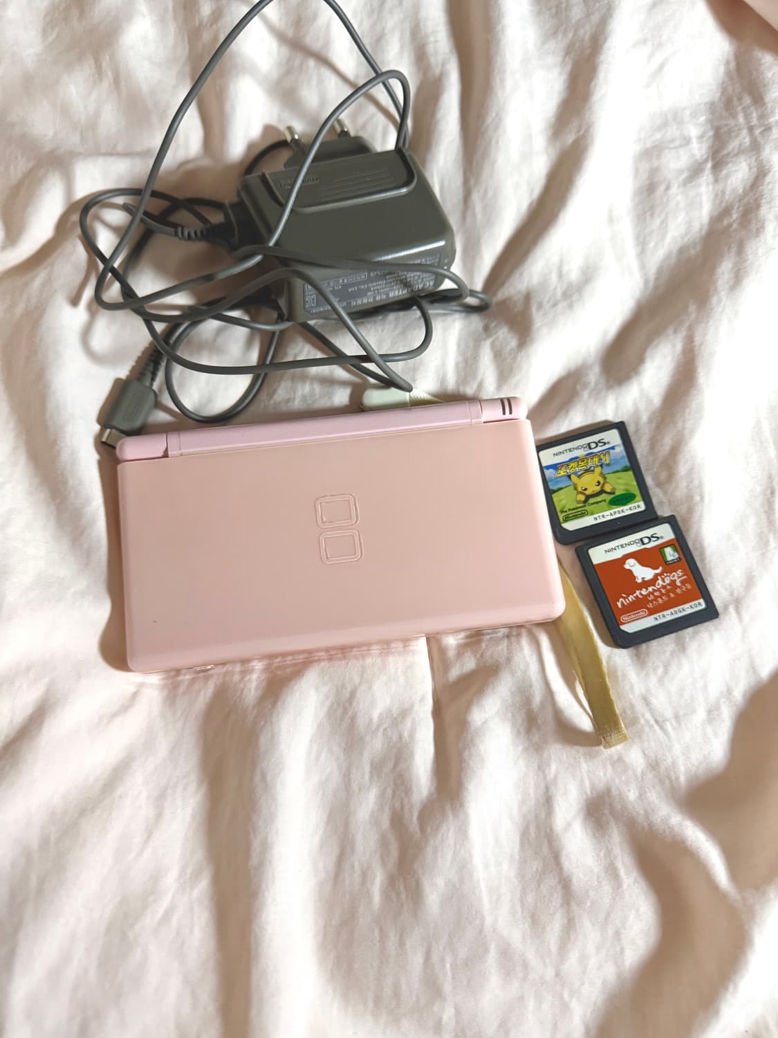 고전) 닌텐도 DS Lite 핑크 기기 충전기 닌텐독스 포켓몬대시 칩 상품이미지2