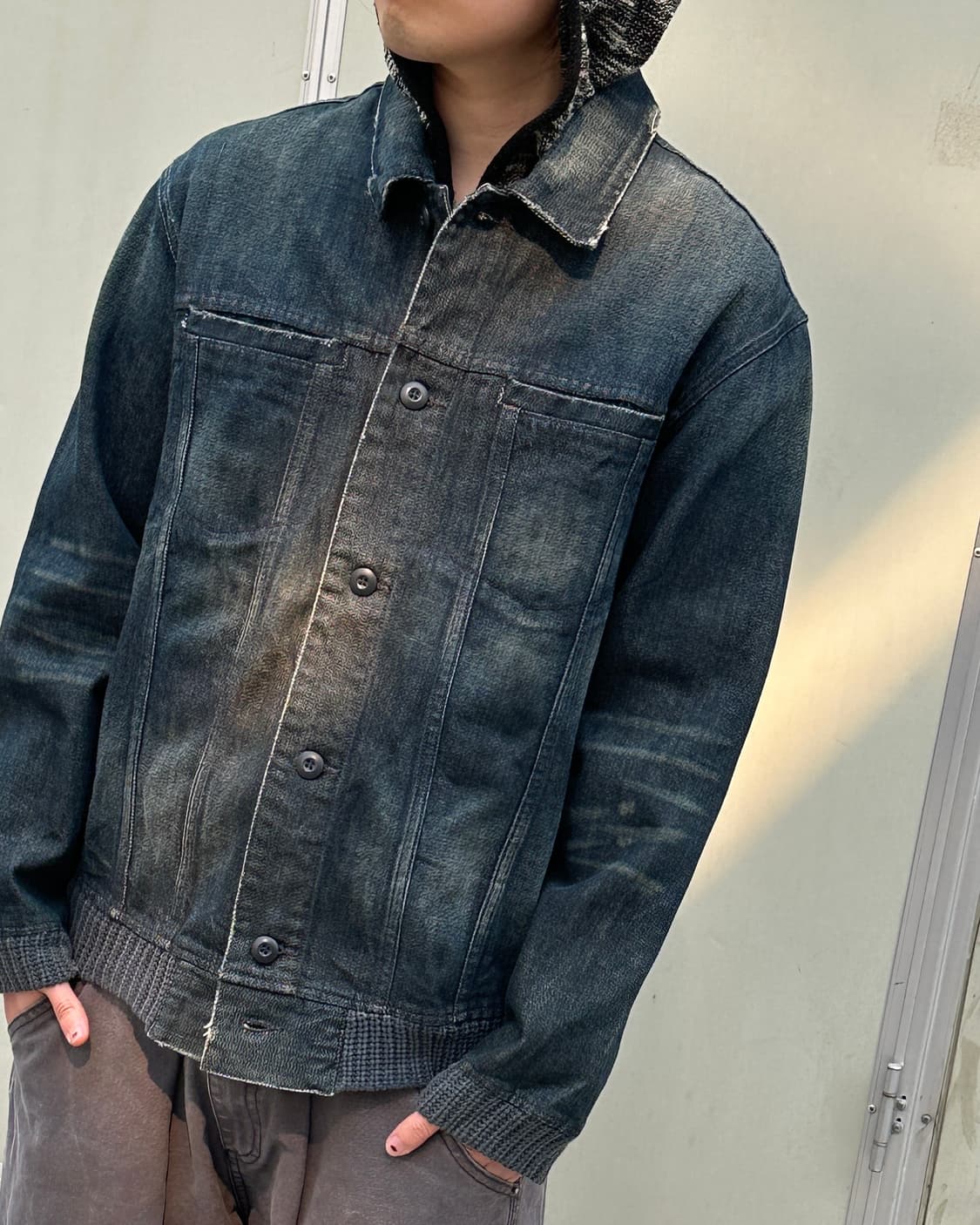 브루클린 오버올 데님 체크 도킹 자켓 상품이미지2