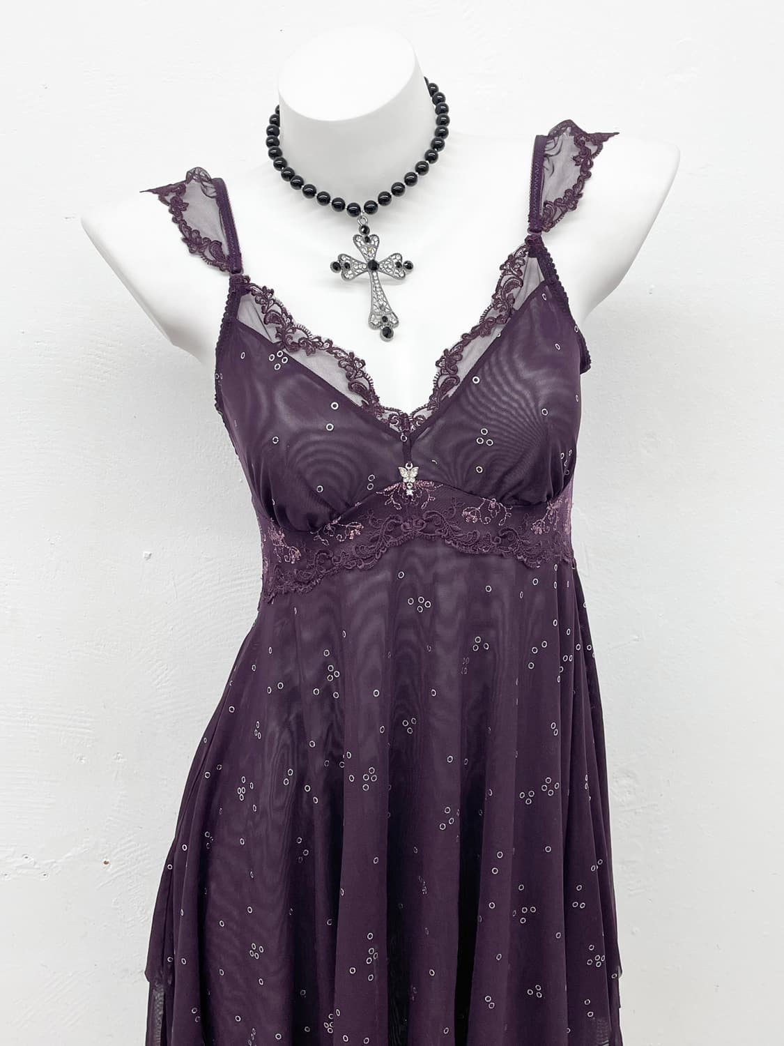 퍼플페어리 언발 레이스 슬립 상품이미지2