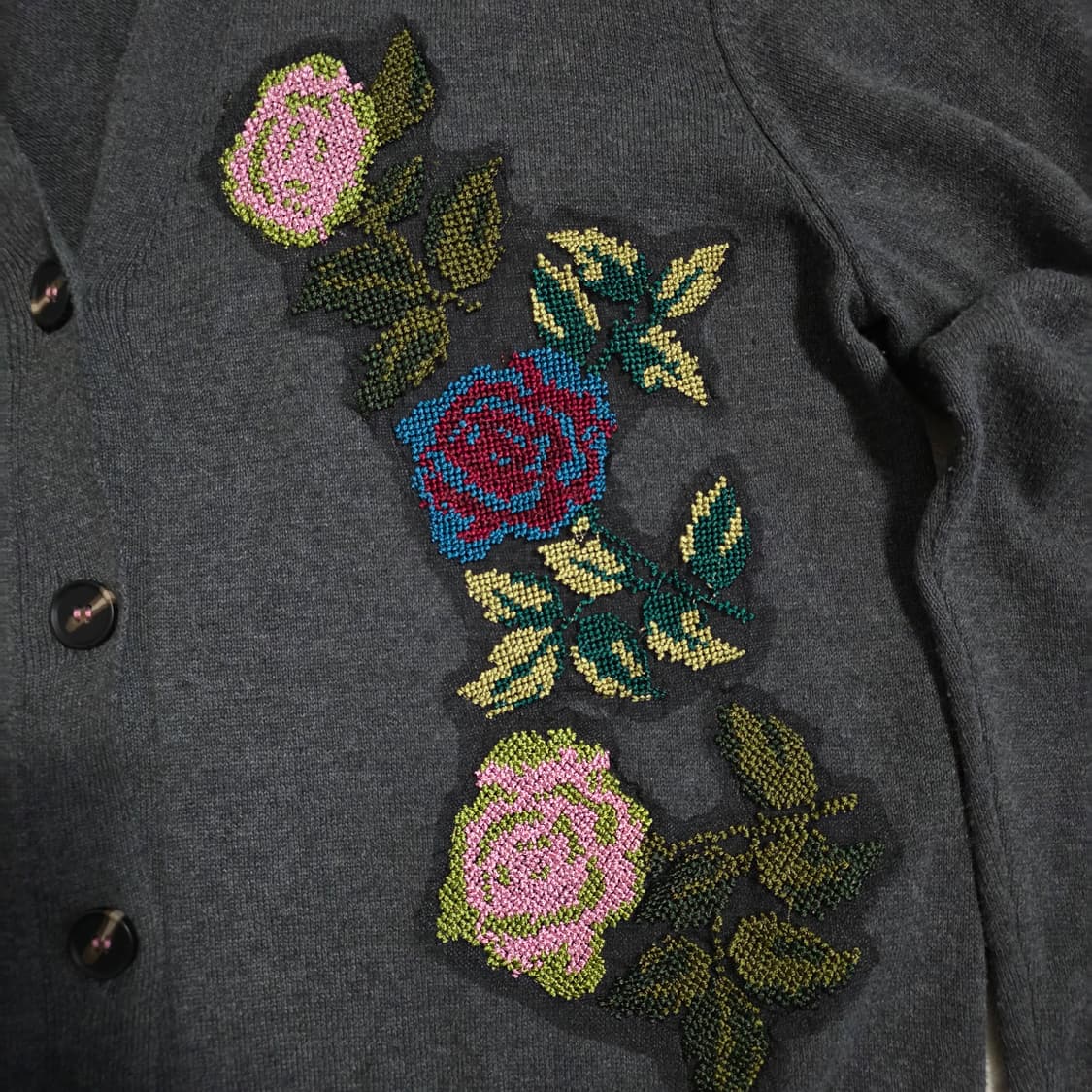 (M)여성 자라 플라워 자수 가디건 상품이미지4