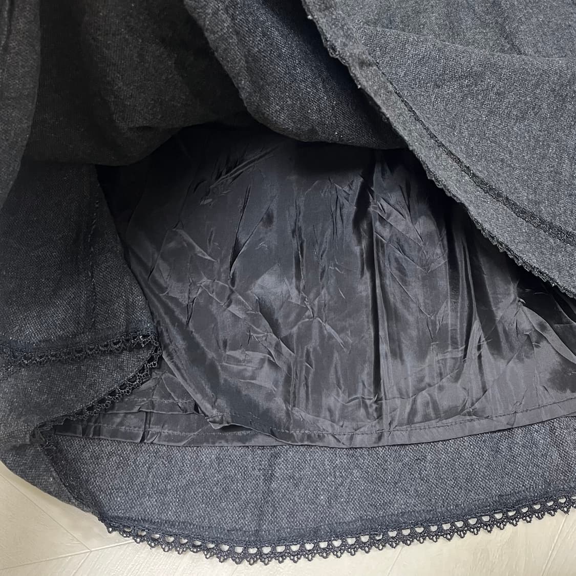 일본빈티지 모리걸 챠콜 미디 스커트 상품이미지3