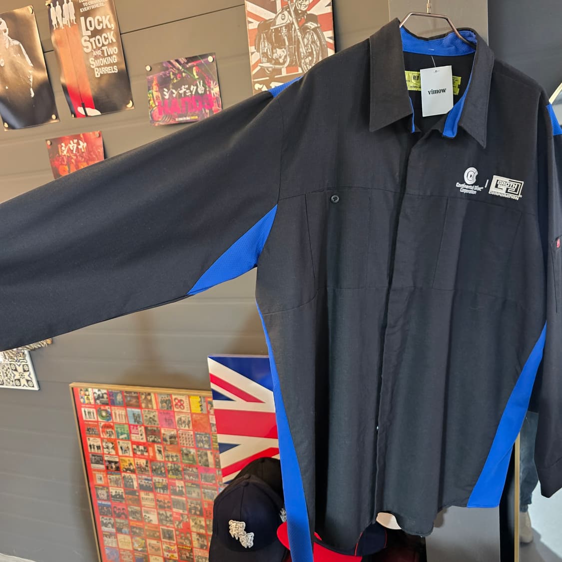 레드캡 워크셔츠 블랙 블루 컬러블록 자수 오버핏 상품이미지5