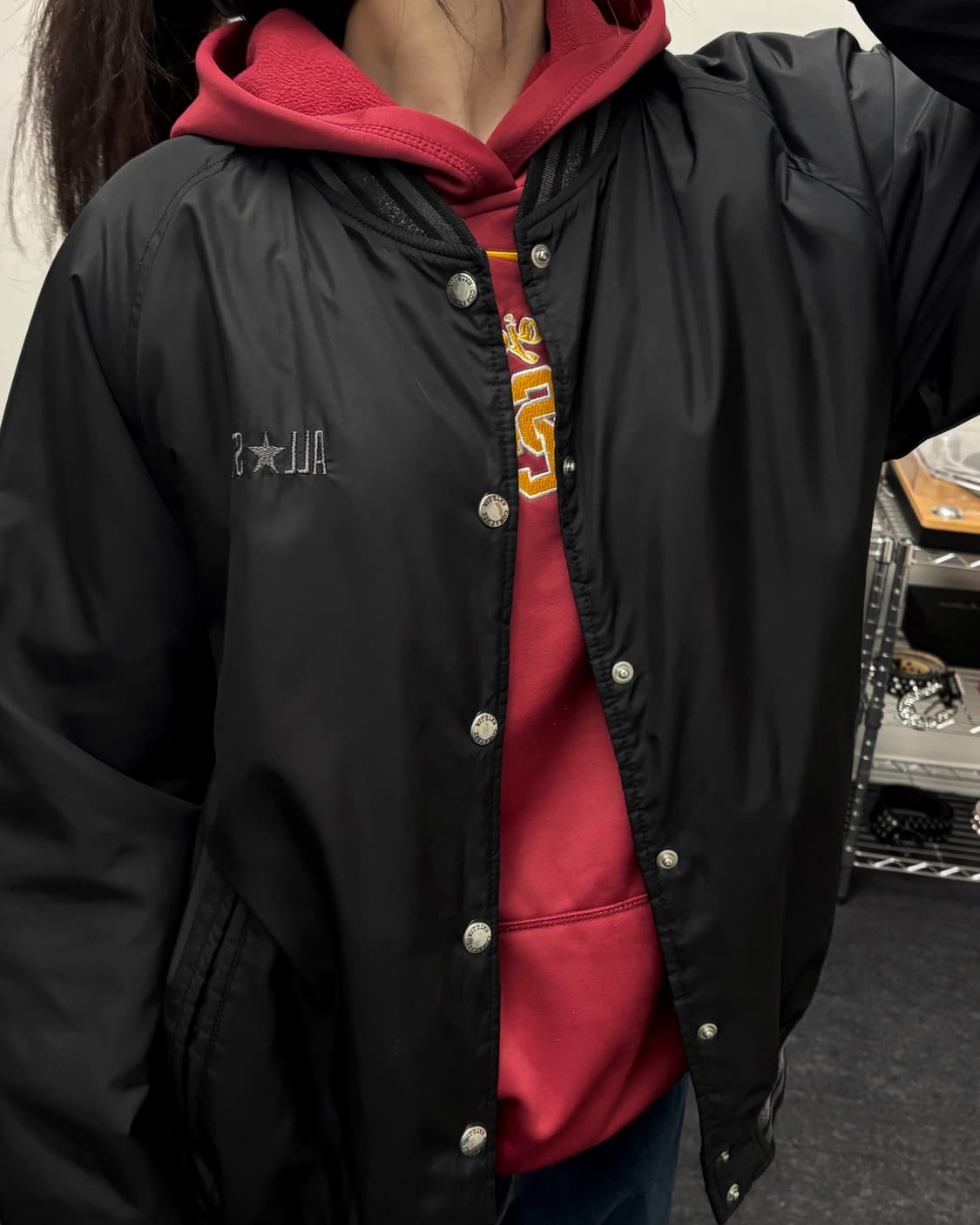 컨버스 폴리쉘 베이스볼 점퍼 블랙 상품이미지2