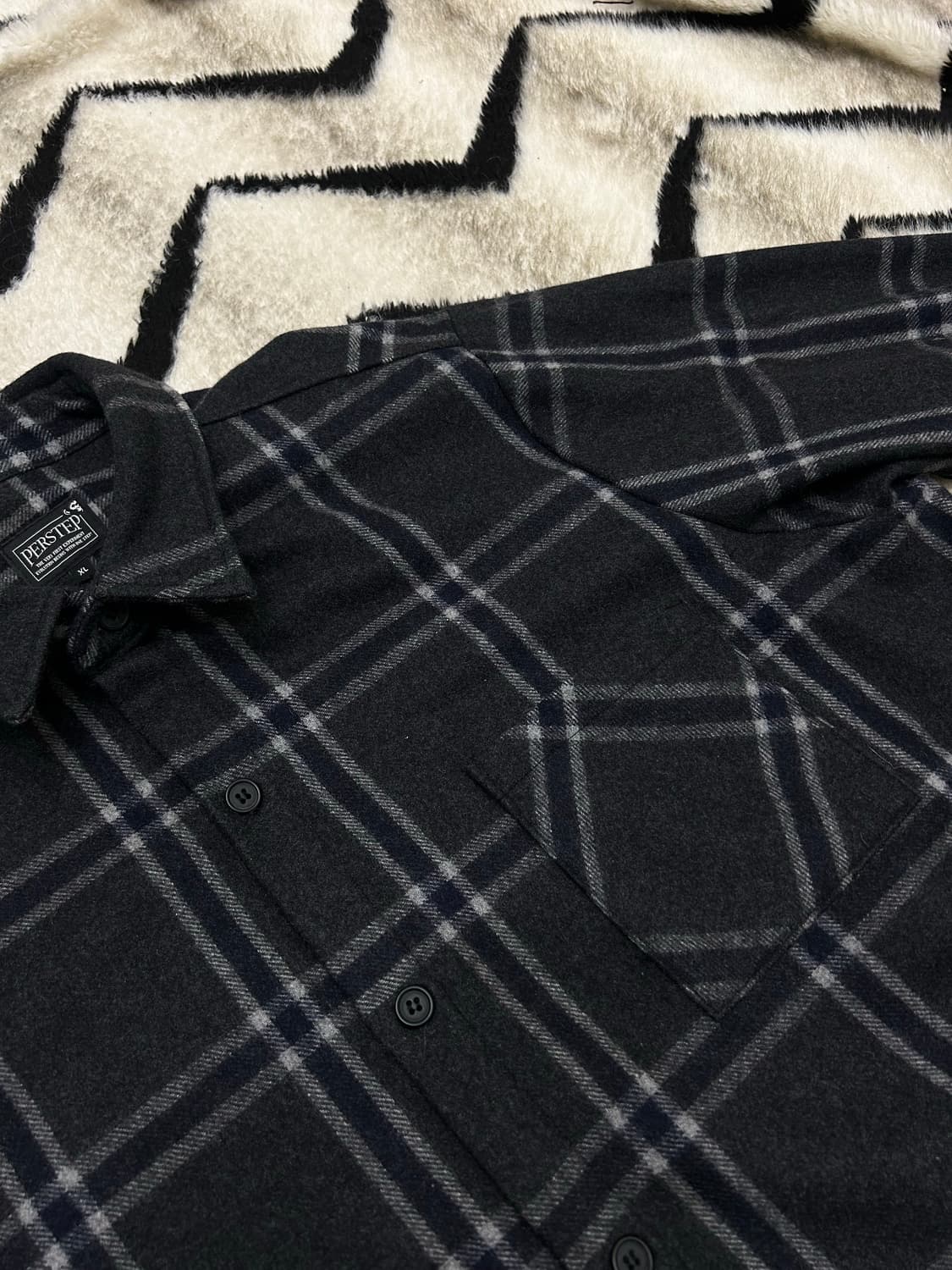 [XL]퍼스텝 루즈핏 울 체크 헤비 셔츠 상품이미지1