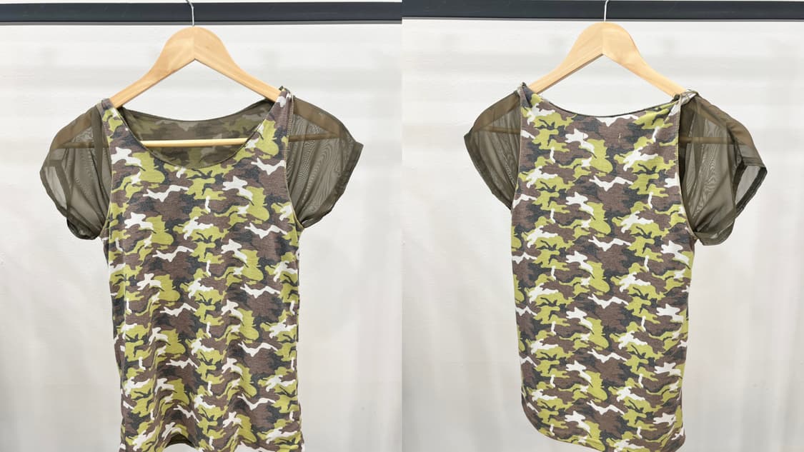 Camo see-through puff top 상품이미지7