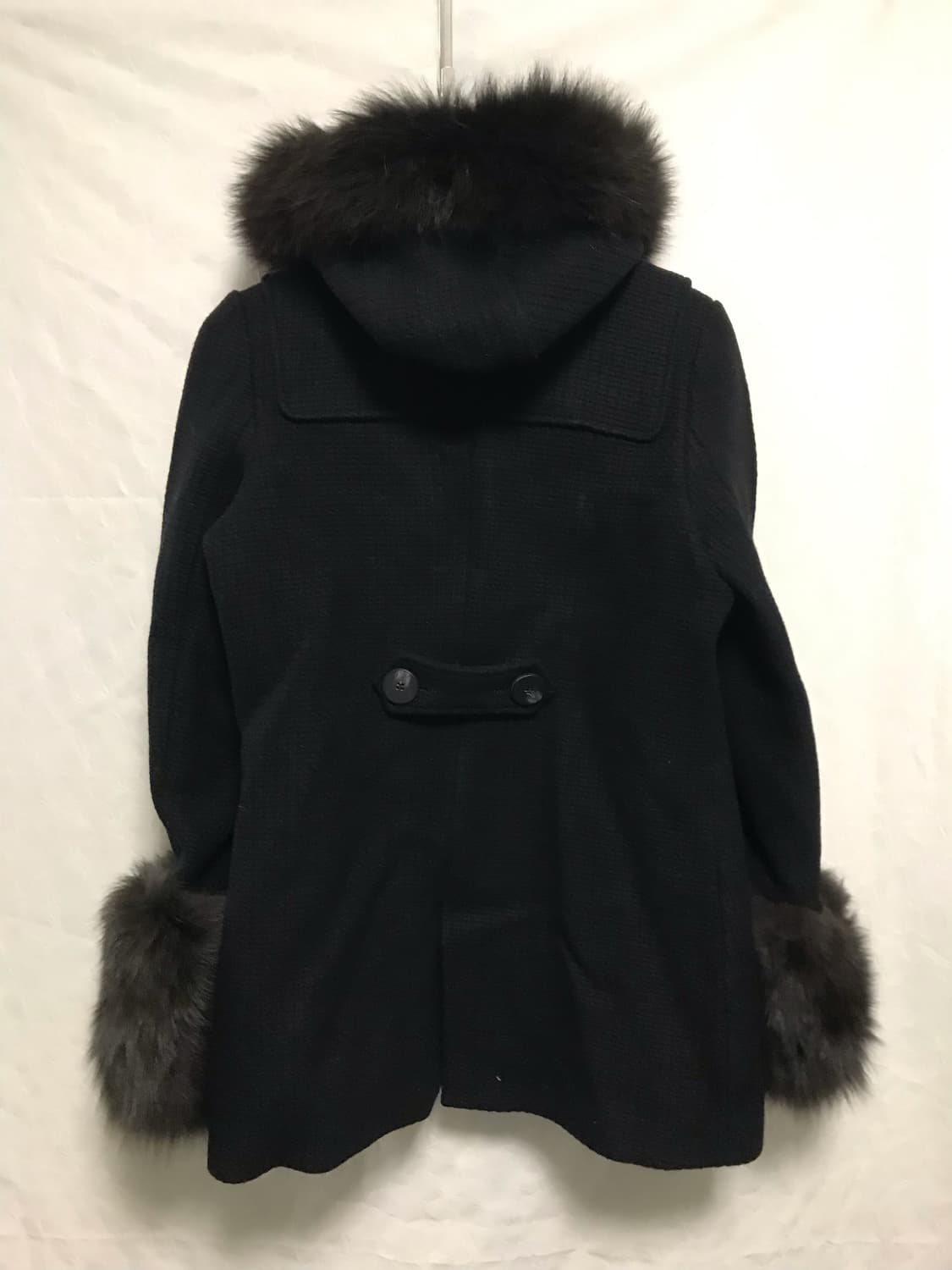 빈티지 갸루 나폴레옹 버튼 퍼 트리밍 후드 코트 상품이미지2