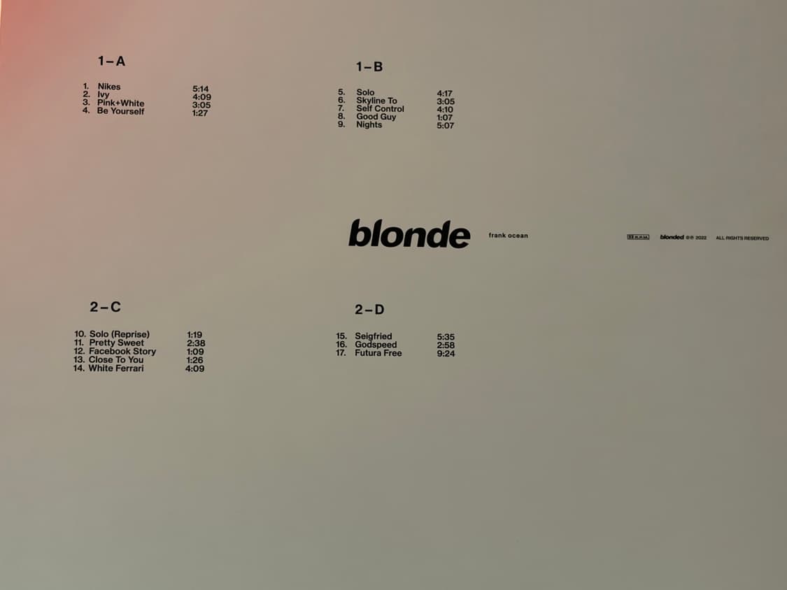 Frank Ocean Blonde LP 정품 상품이미지5