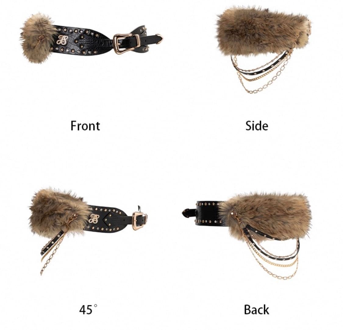 빈티지 Y2K 퍼 털 벨트 갸루 웨스턴 스터드 아일렛 체인 상품이미지7