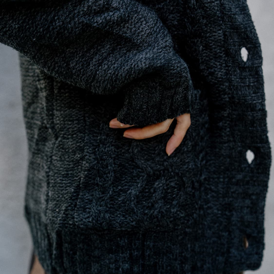 유키모리 퍼후드 케이블 가디건 상품이미지10