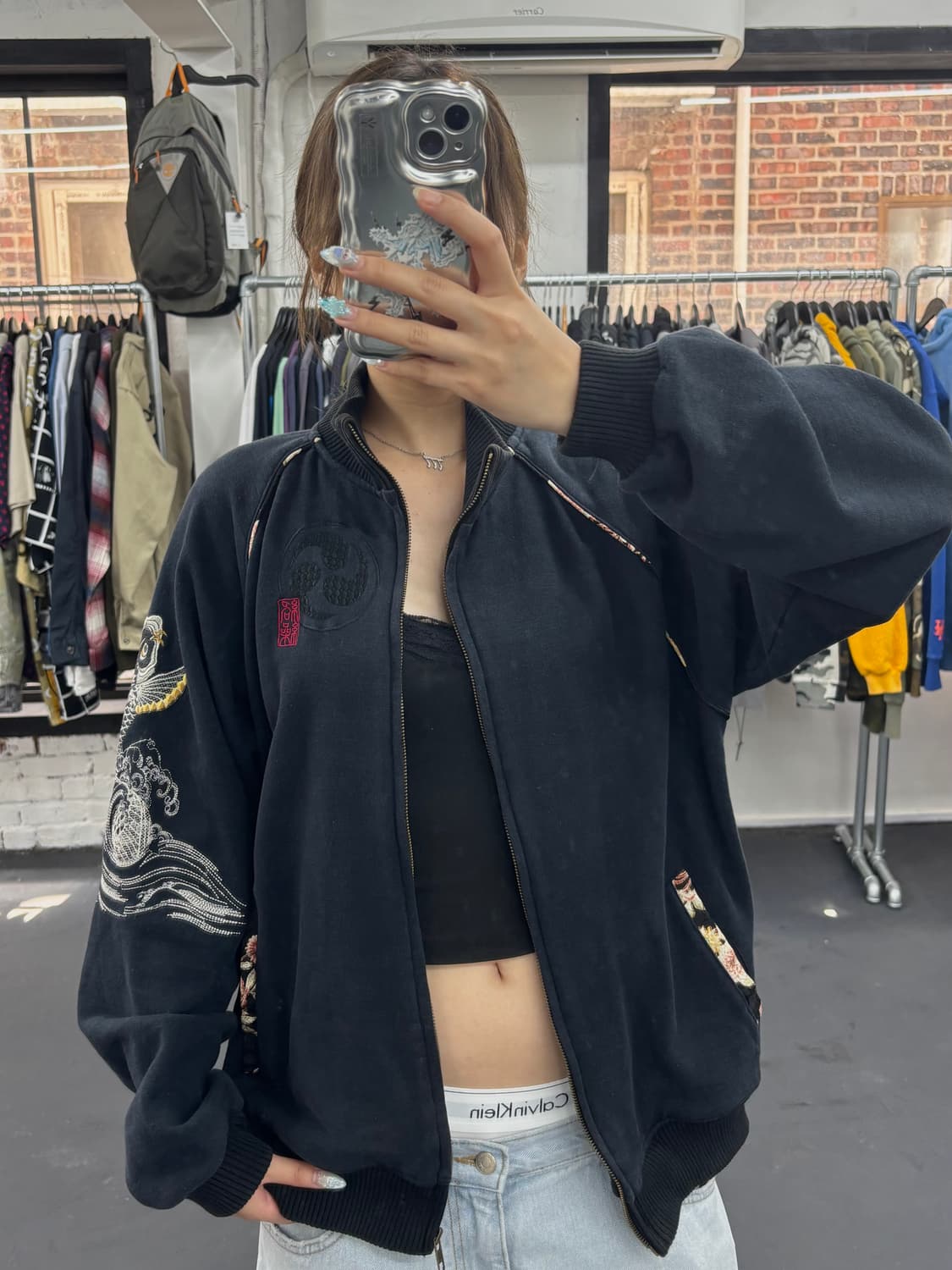 카라쿠리 타마시 잉어 자수 오리엔탈 자켓 상품이미지2