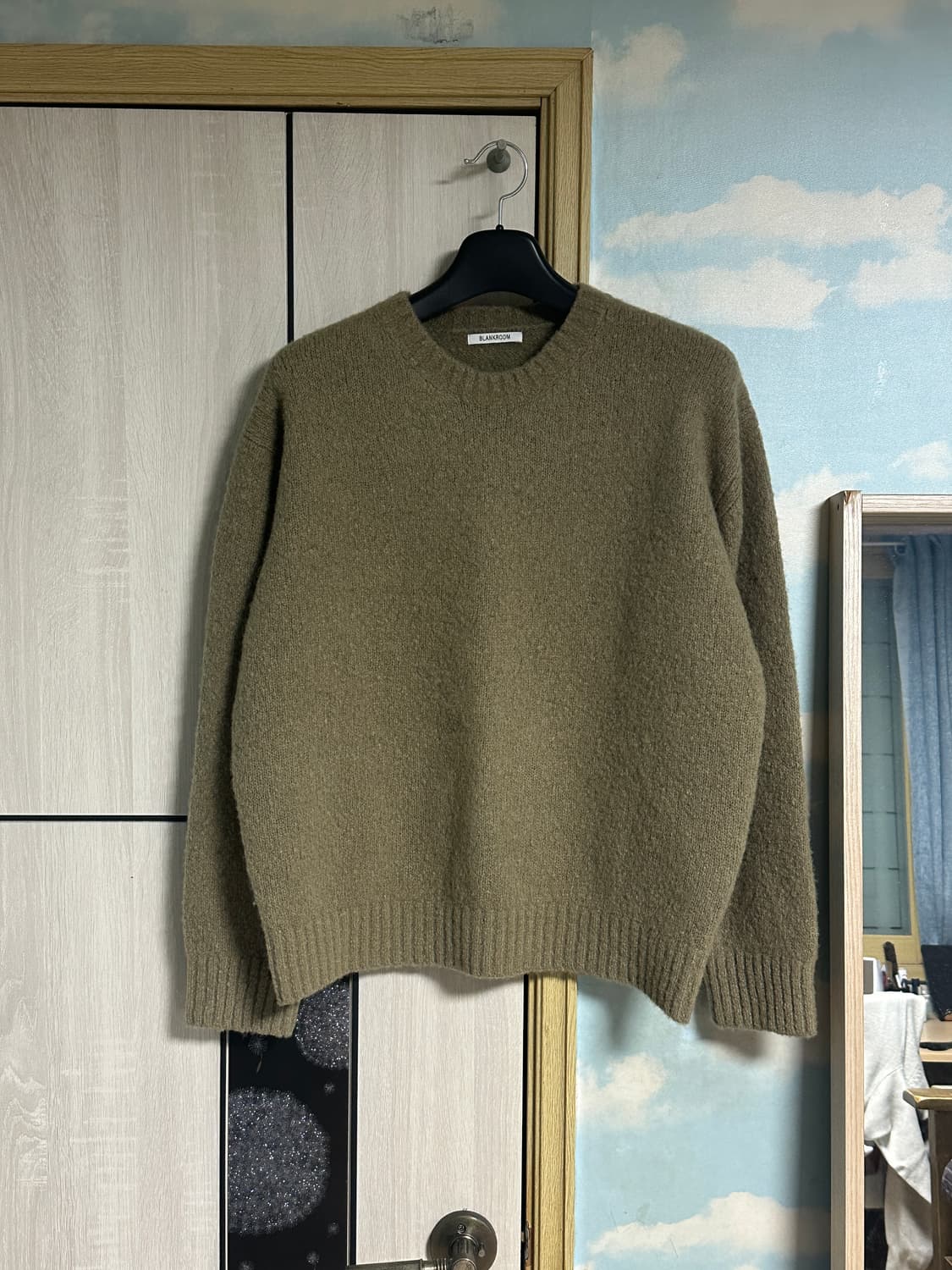 (2) 블랭크룸 버블 크루넥 니트_OLIVE 상품이미지2