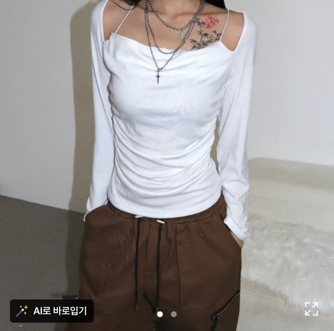 드레이프 셔링 볼레로 긴팔티  상품이미지1