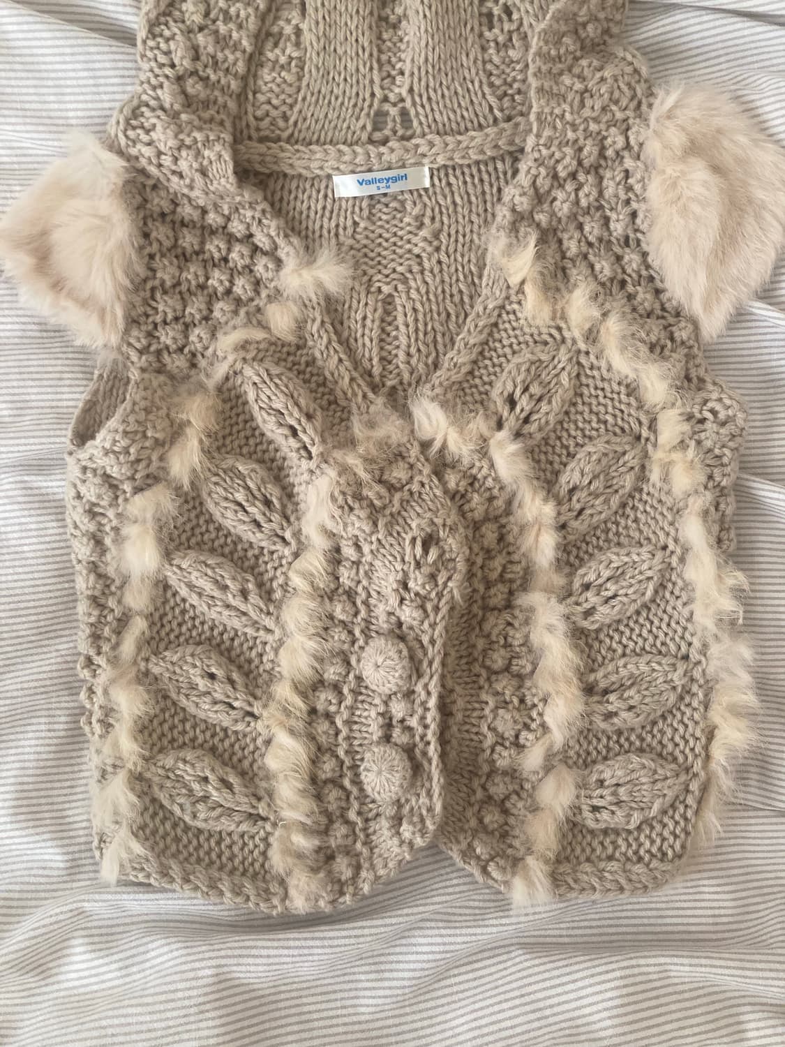 빈티지 모리걸 반팔 가디건 퍼 니트 베스트 조끼 상품이미지4