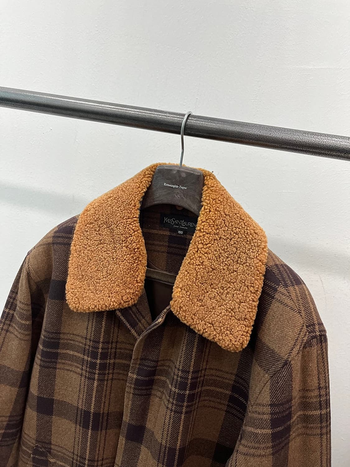 100) 입생로랑 시어링 체크 울코트  상품이미지2