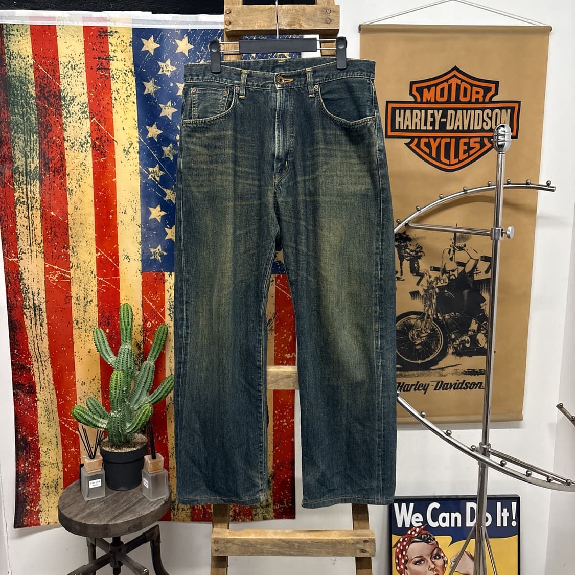 에드윈 505 빈티지 에이징 루즈핏 셀비지 데님팬츠 N906  상품이미지1