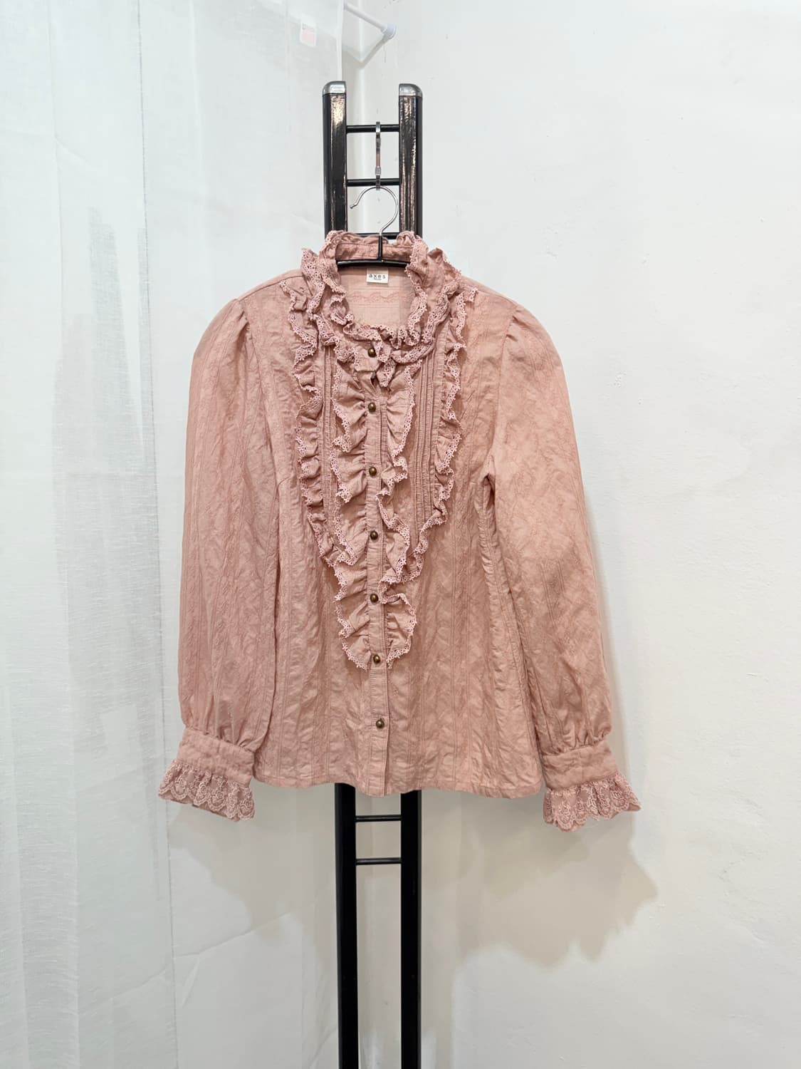 재팬빈티지 엑시즈팜 인디핑크 프릴 블라우스 긴팔블라우스 3513 상품이미지1