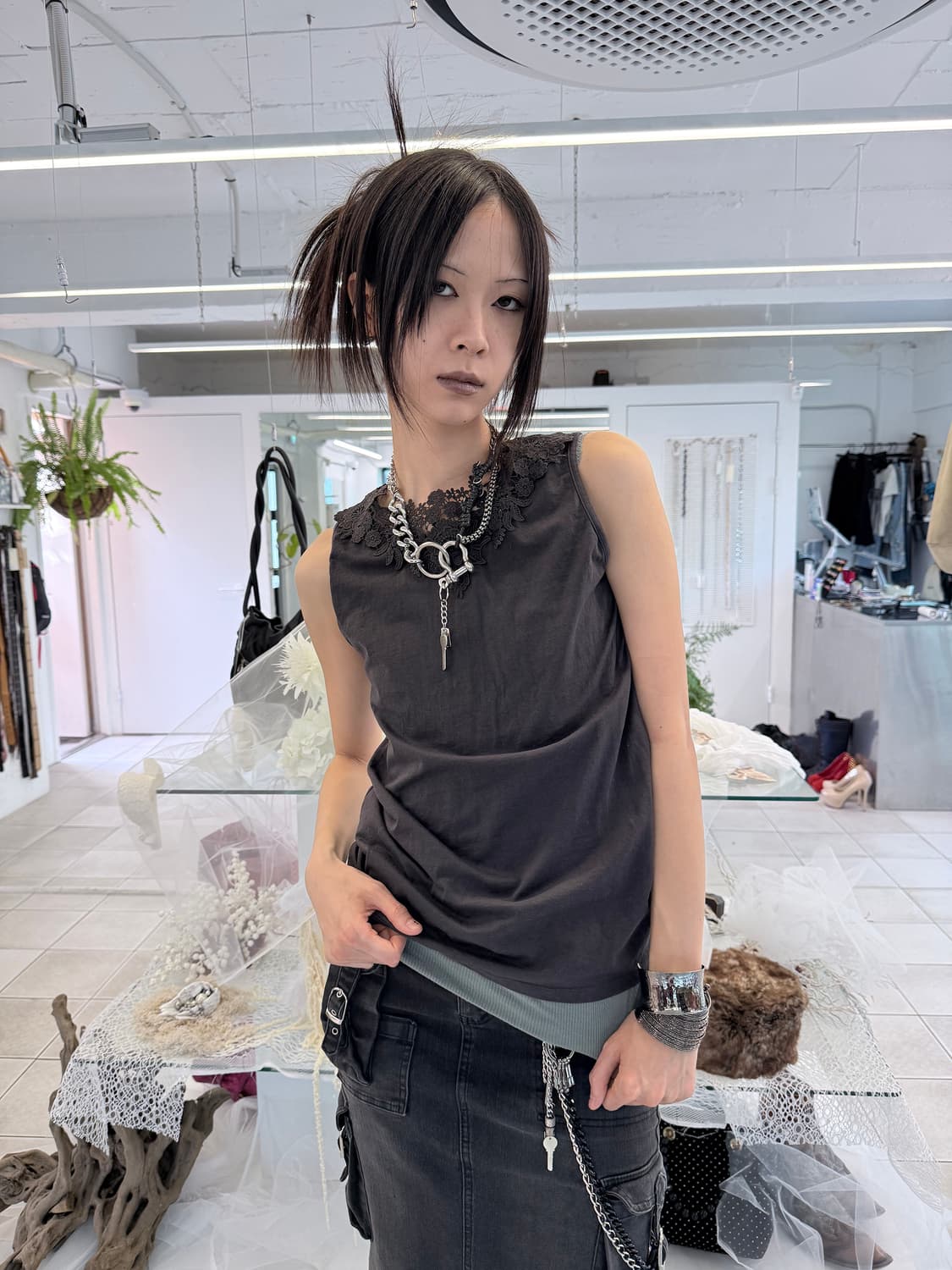 lace trim tank top 상품이미지1