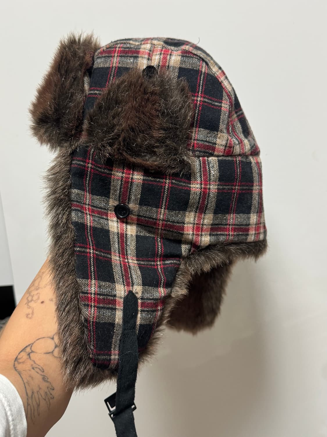 체크 퍼 트루퍼 모자 상품이미지3