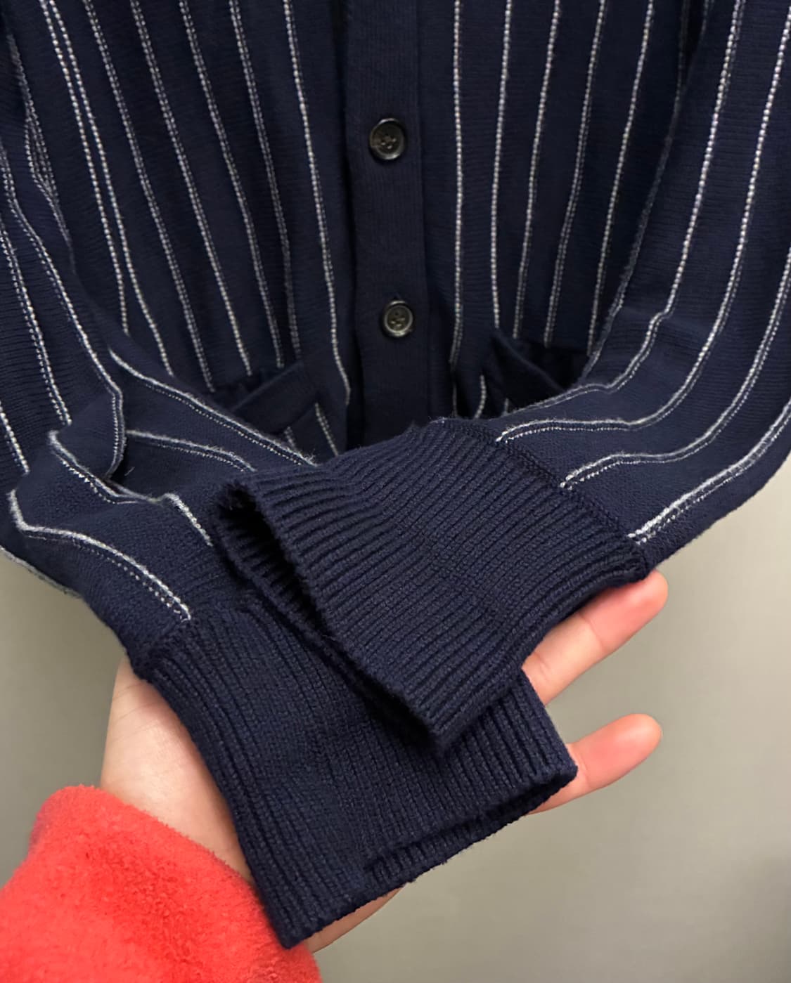 (L/103)브룩스브라더스 코튼 캐시미어 스트라이프 니트 숄가디건 상품이미지4