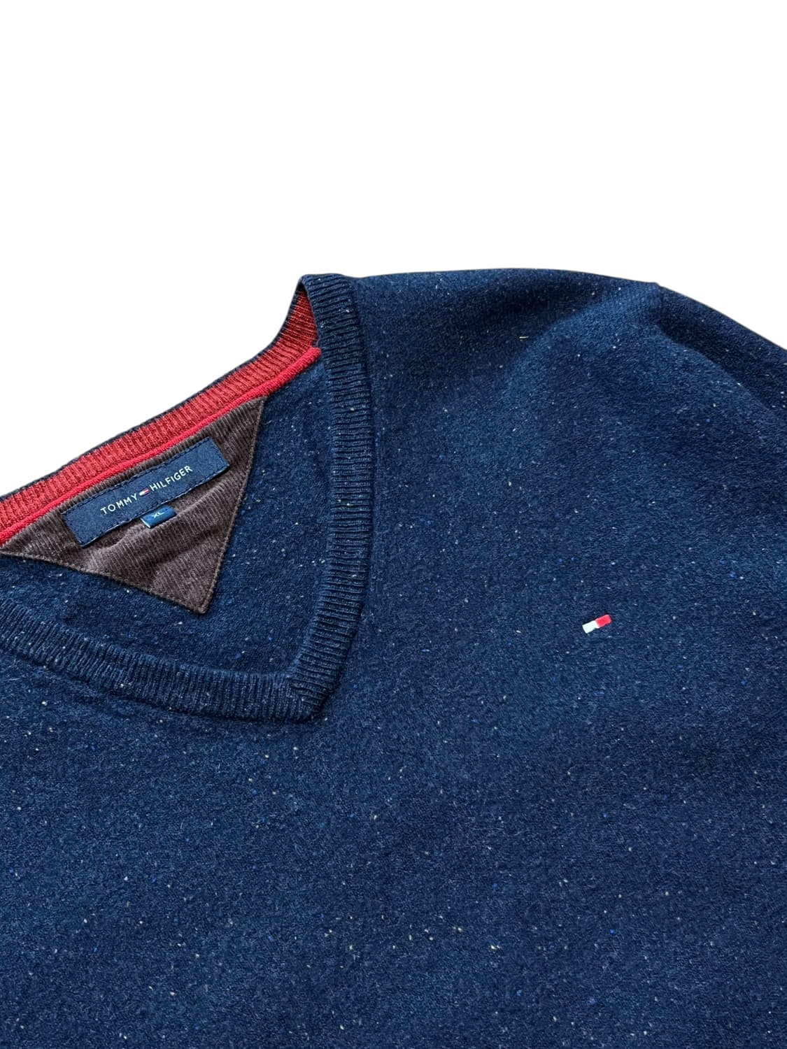 타미힐피거 램스울 엘보우패치 브이넥 니트 XL 네이비 상품이미지3