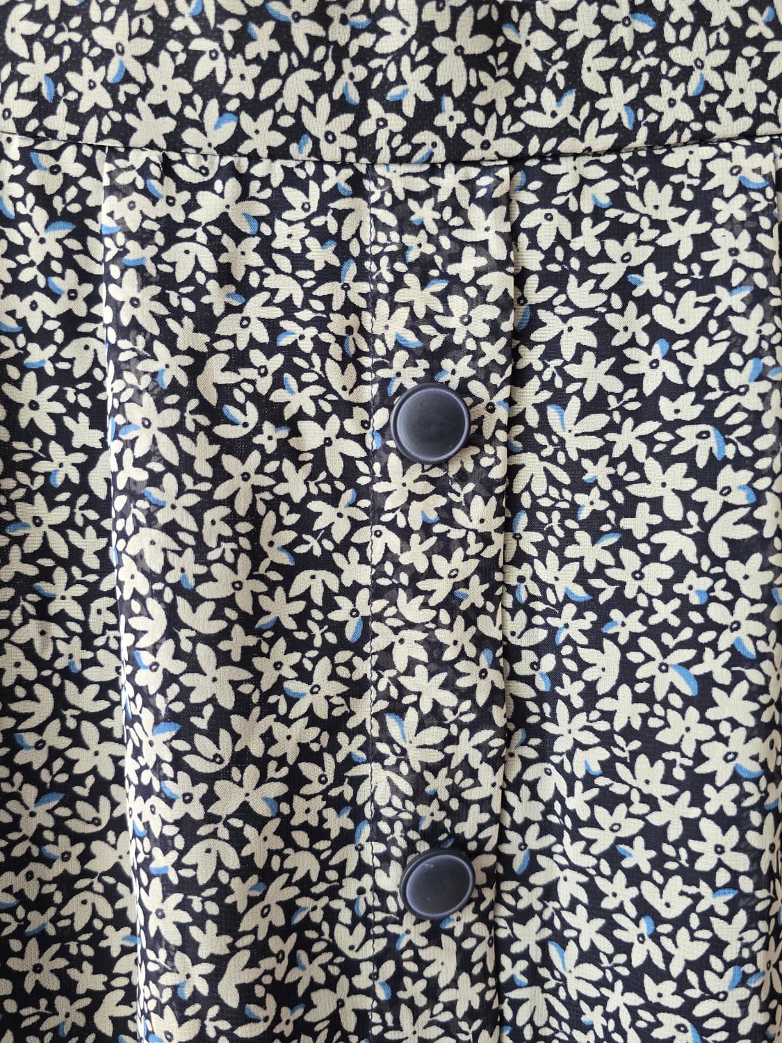 빈티지 네이비 플라워 버튼 스커트 상품이미지3