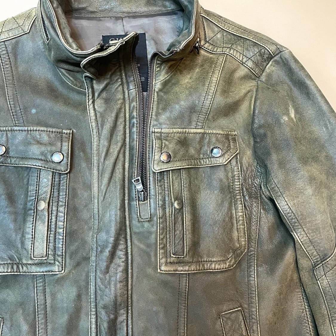 게스) 빈티지워싱 브라운 양가죽 사파리자켓(L) 상품이미지2