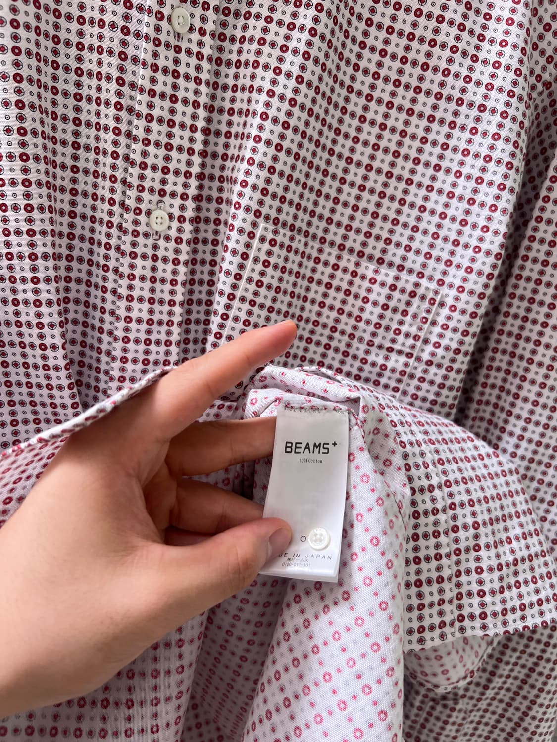 [M]BEAMS PLUS 빔즈 플러스 재팬메이드 레드 도트 패턴 셔츠 상품이미지4