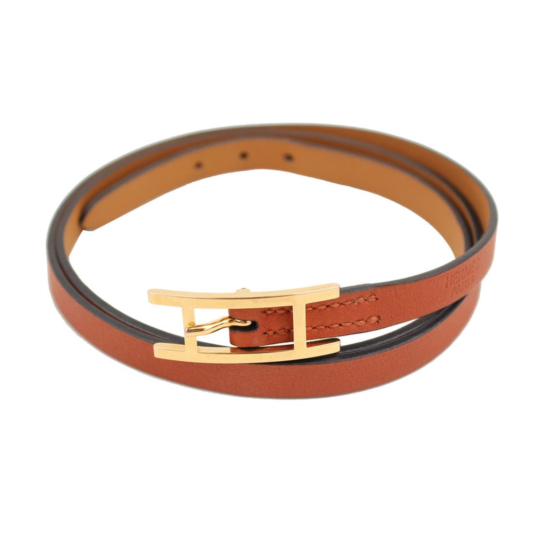에르메스 레드브라운 H 금장 하피 4ROW 스트랩 팔찌 S(X) 상품이미지3