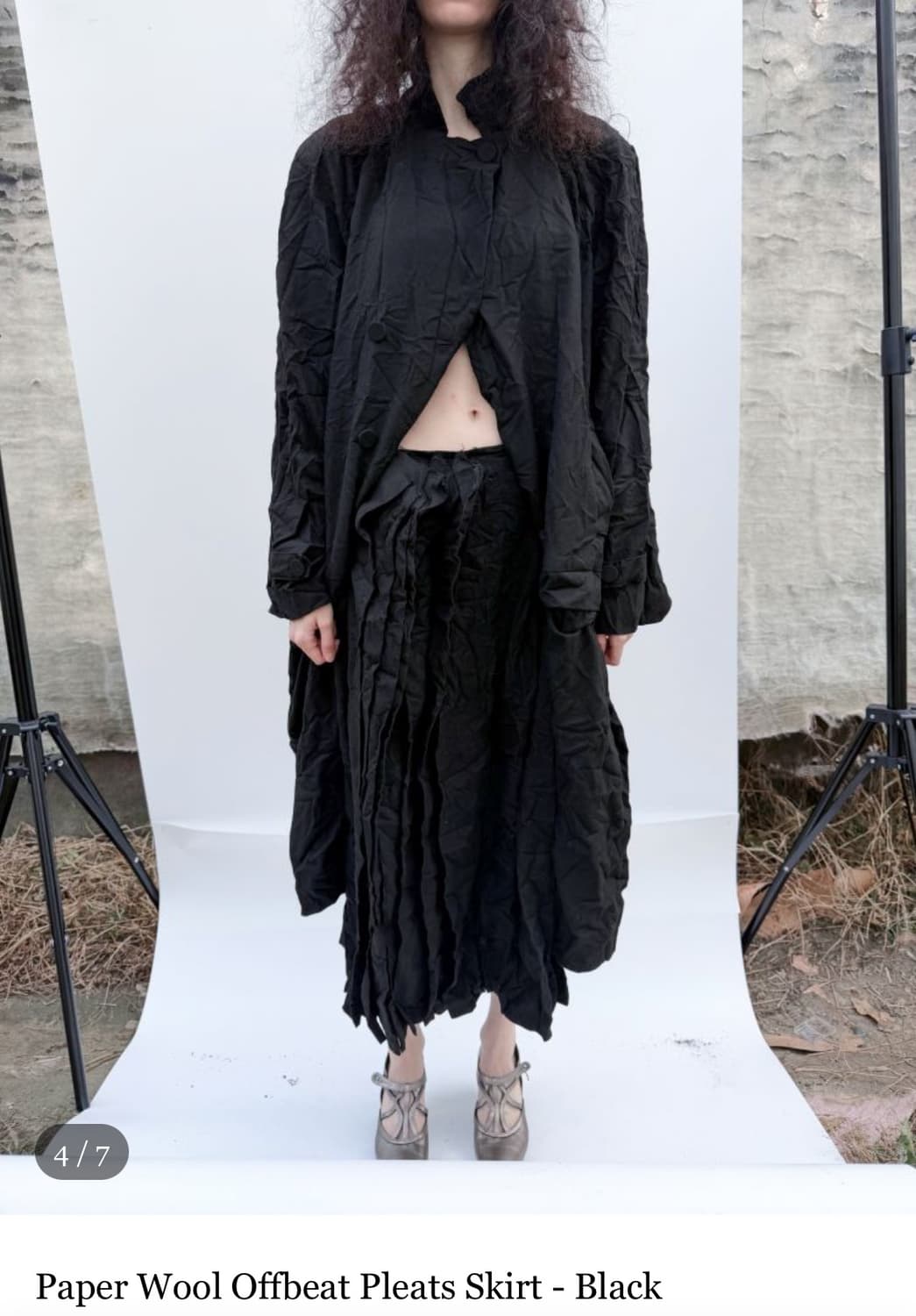 Eont’s paper wool offbeat pleats skirt  상품이미지1