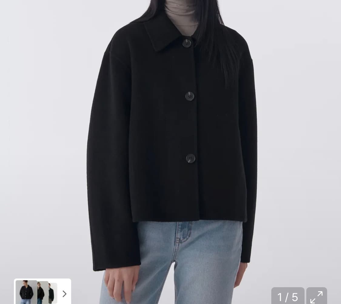 우먼즈 캐시미어 블렌드 핸드메이드 쇼트 맥 코트 [블랙] L 상품이미지1