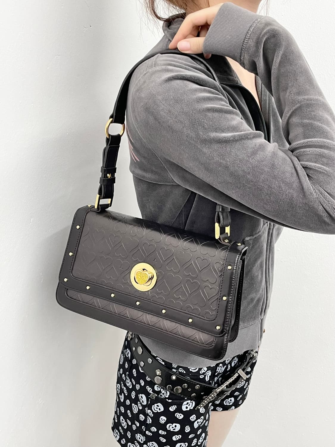 러브캣 하트 엠보 큐빅 토트백💕 상품이미지2