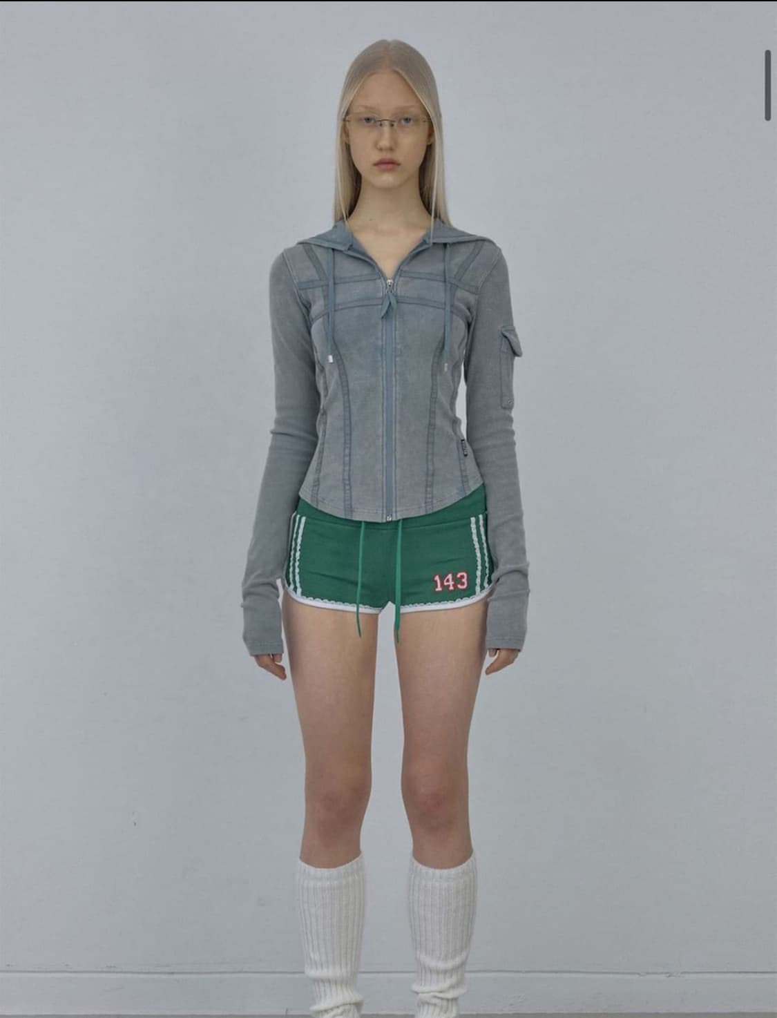 스컬프터 워시드 본디지 후드집업 washed sage L 상품이미지2