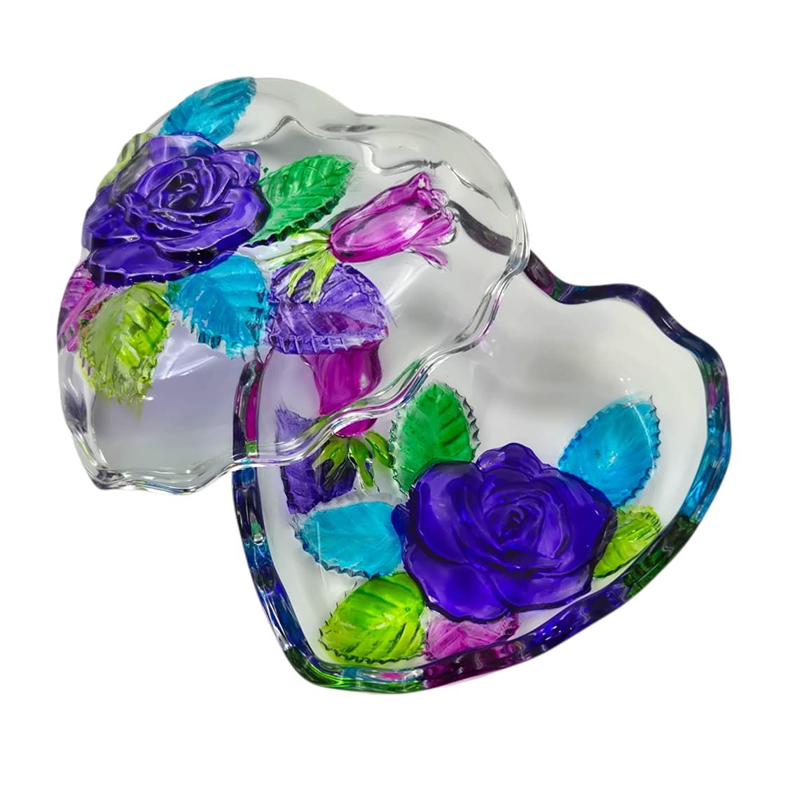 90s 쇼에이 컬러 장미 하트 글라스 트링켓 상품이미지1