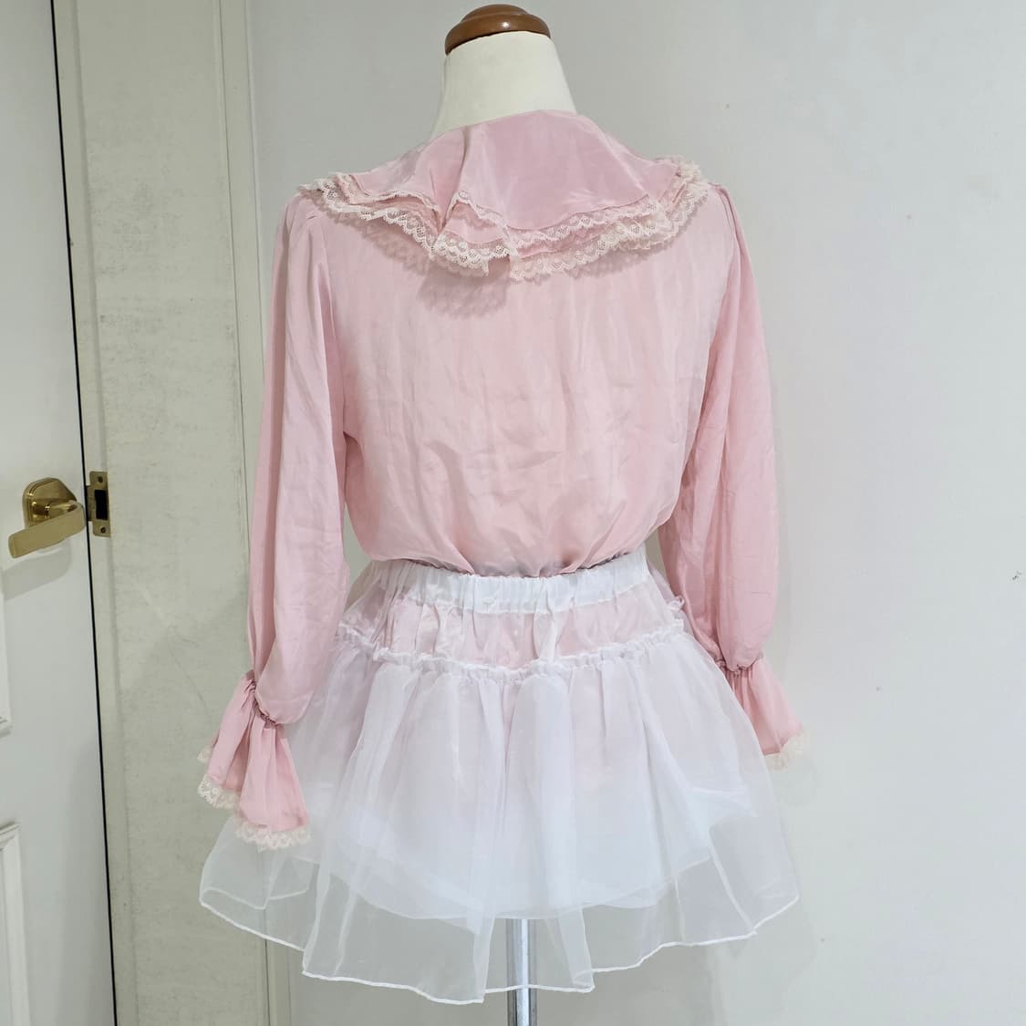 빈티지 히메갸루st 레이스셔링 핑크 블라우스 상품이미지2