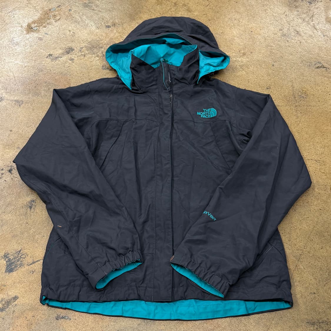 [정품/85] 노스페이스 블랙 청록색 바람막이 후드 자켓 b10 상품이미지2