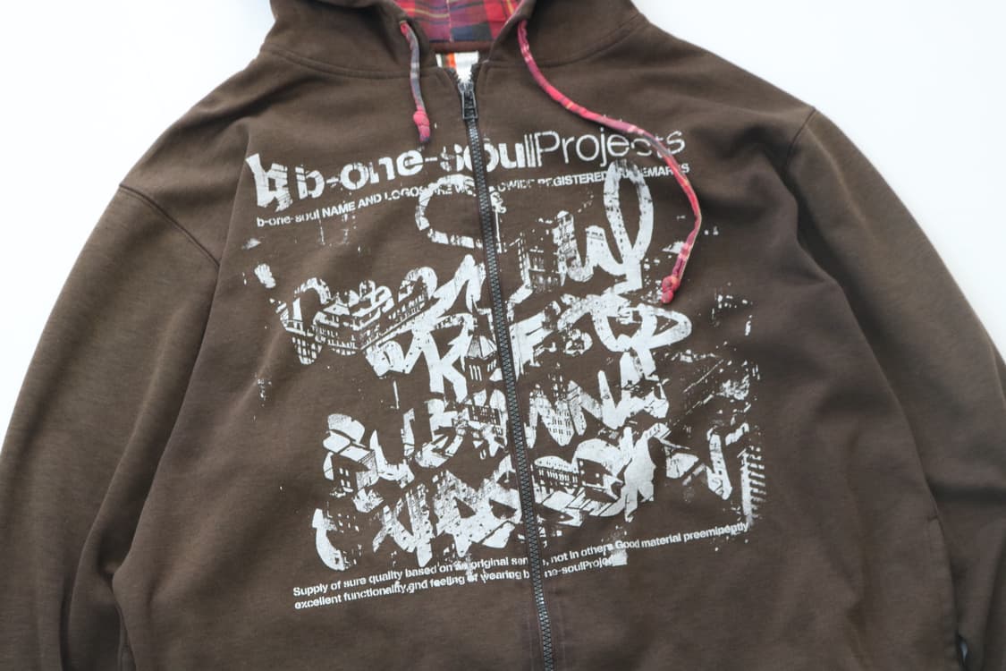 B-ONE-SOUL 비원소울 그래피티 로고 체크 후드 집업 (XL) 상품이미지3