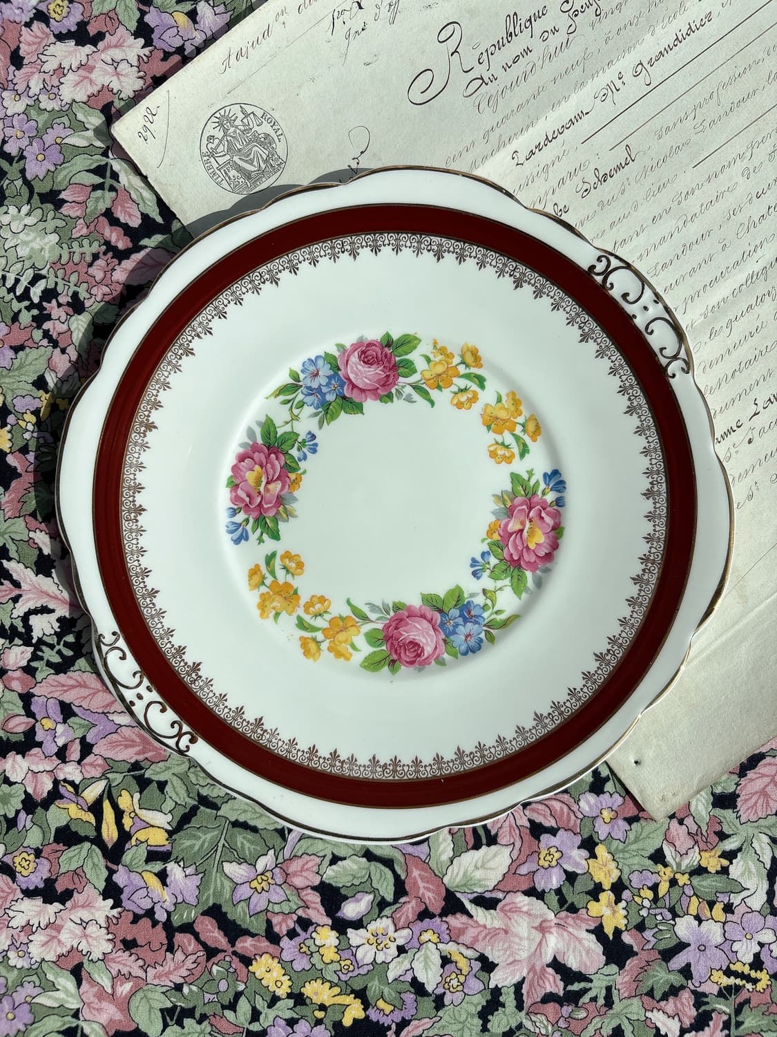 영국 빈티지 임페리얼 22k 양귀 케이크 접시 상품이미지1