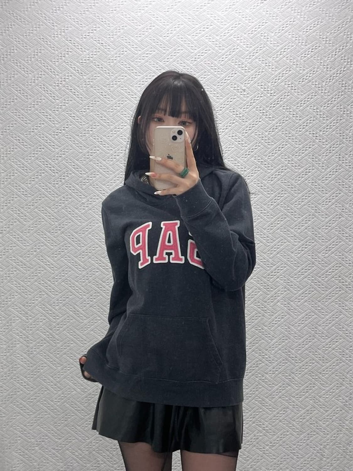 갭 올드스쿨 빈티지 핑크로고 약기모 후드티 L C09434 상품이미지2