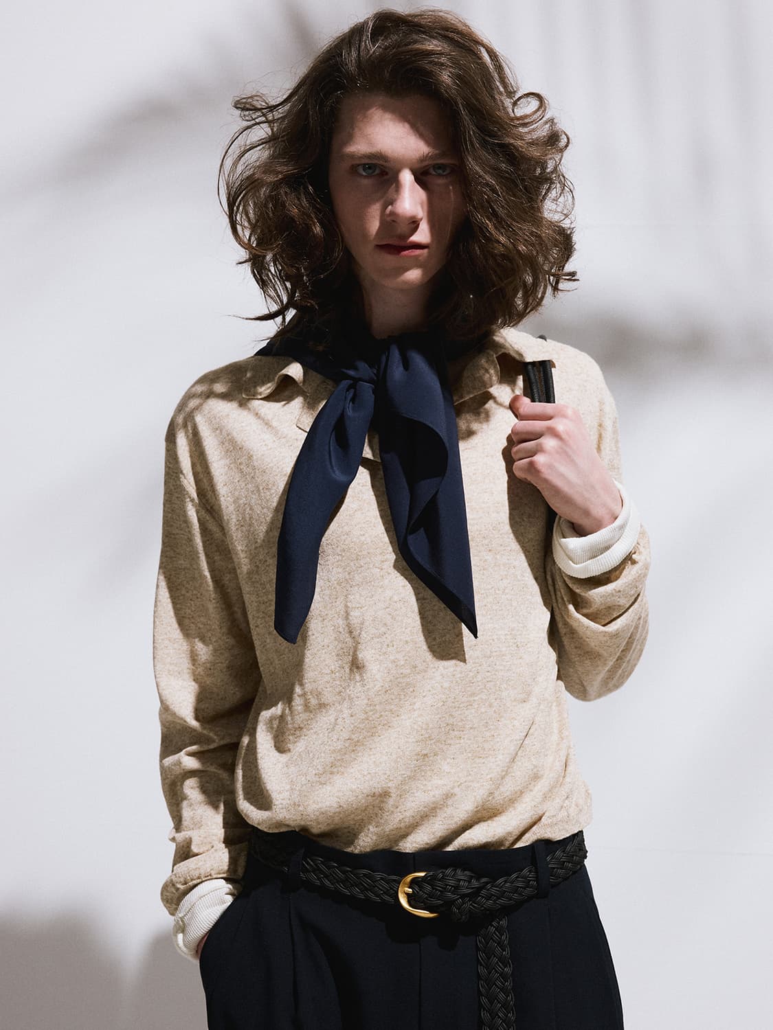 렉토 26SS 린넨 리넨 폴로 탑 카라 니트 오트밀 상품이미지1