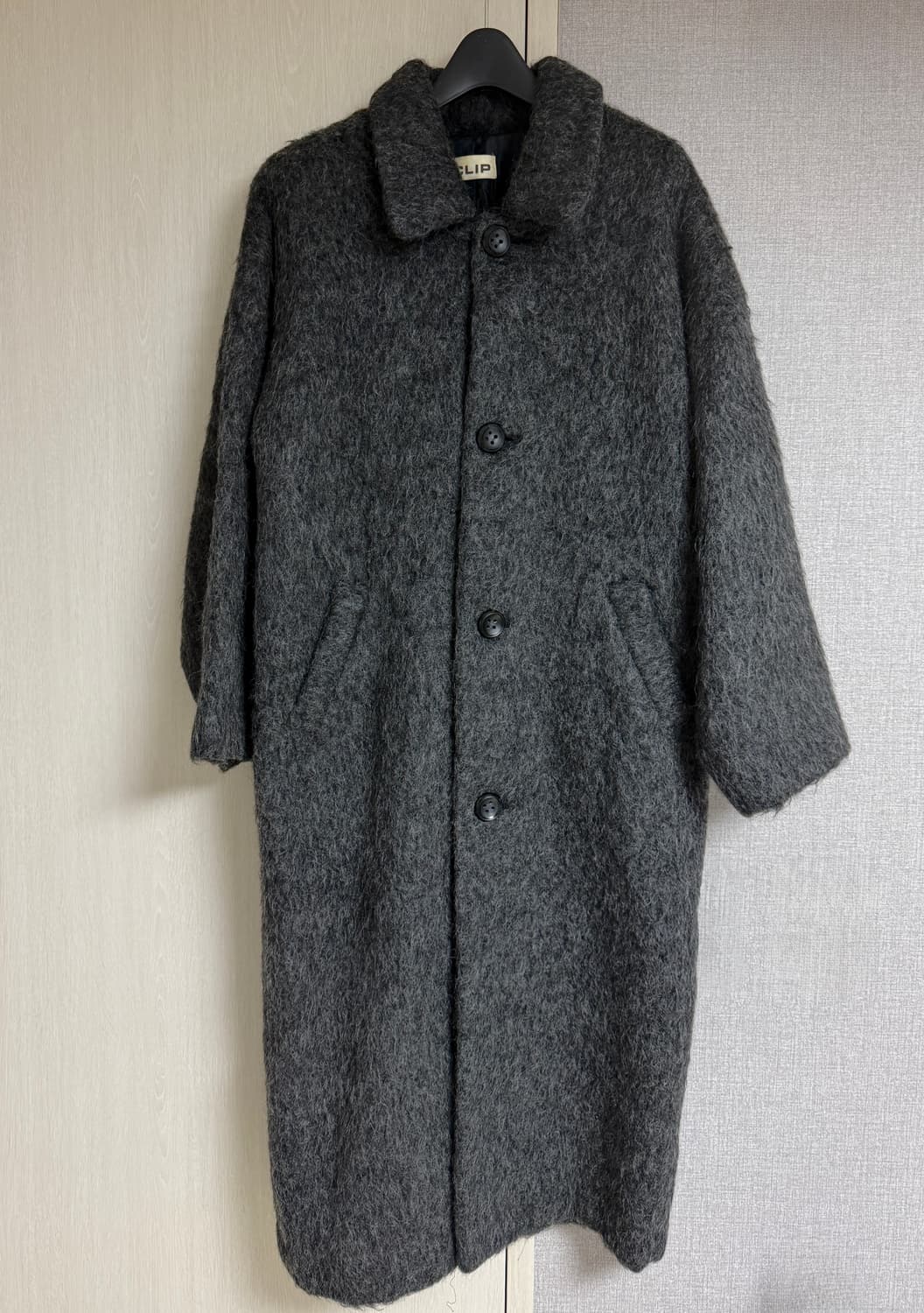 다크그레이 울 모헤어 혼방 코트 상품이미지1