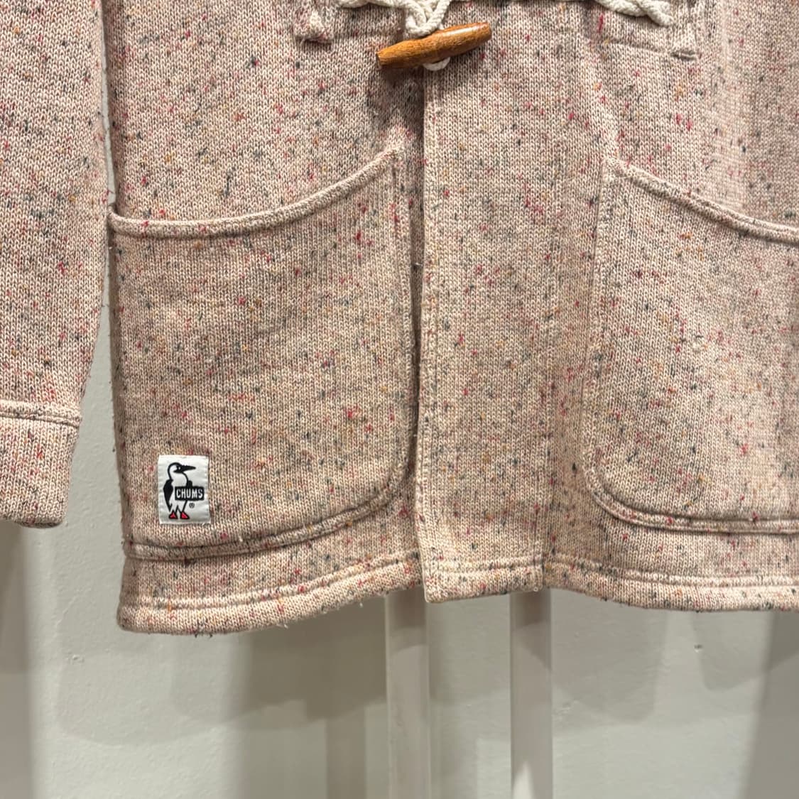 CHUMS 핑크 베이지 보카시 더플 후드 니트 코트 모리걸 일본 떡코 상품이미지5