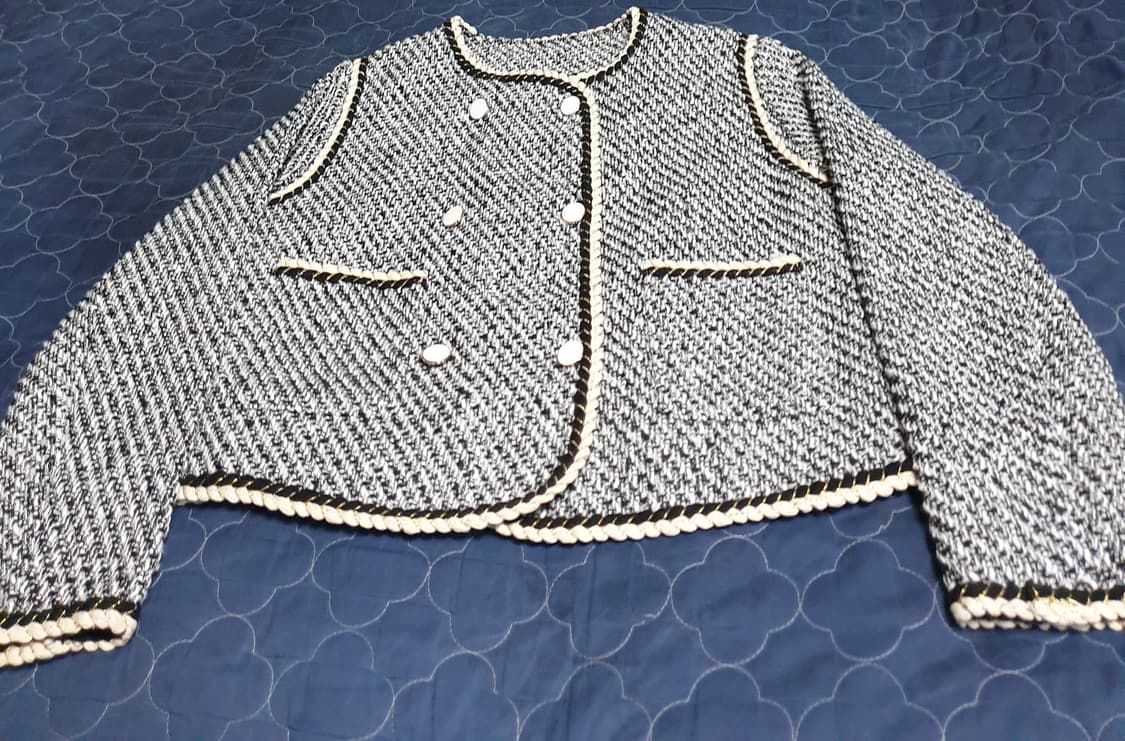 크롭 더블버튼 트위드 자켓 (M) 상품이미지1